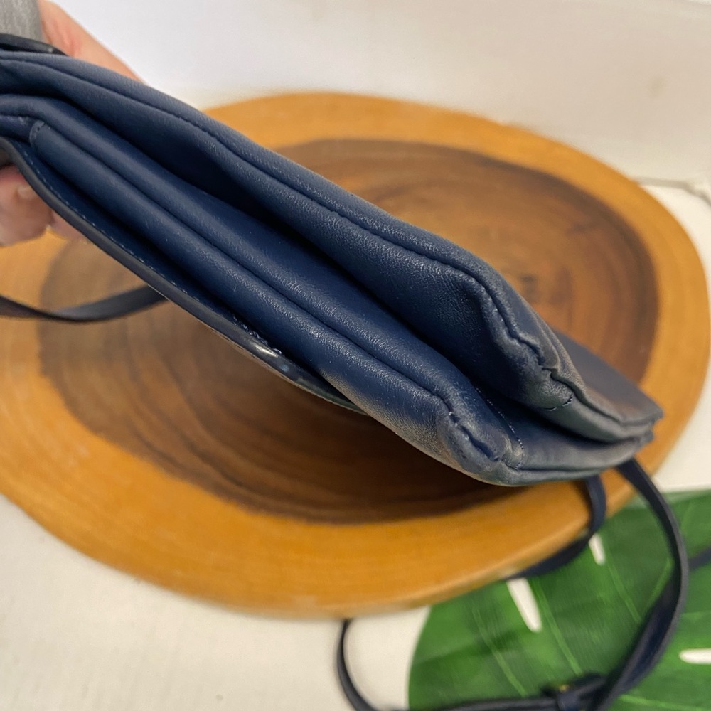 Frank and Oak Navy Blue Leather Envelope Crossbody Bag - Picture 7 of 16